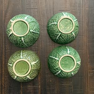 Vintage Majolica Cabbage Leaf Bowls. Set of 4